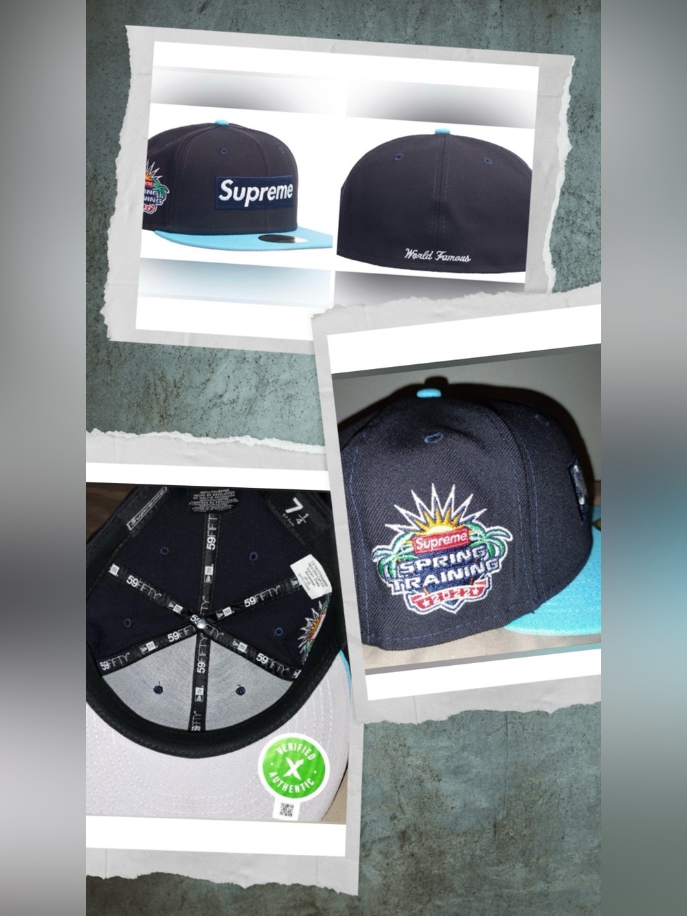 Supreme Hat Blue New Era Two-Tone Box Logo Fitted Baseball Cap Size 7 1/4 NWT